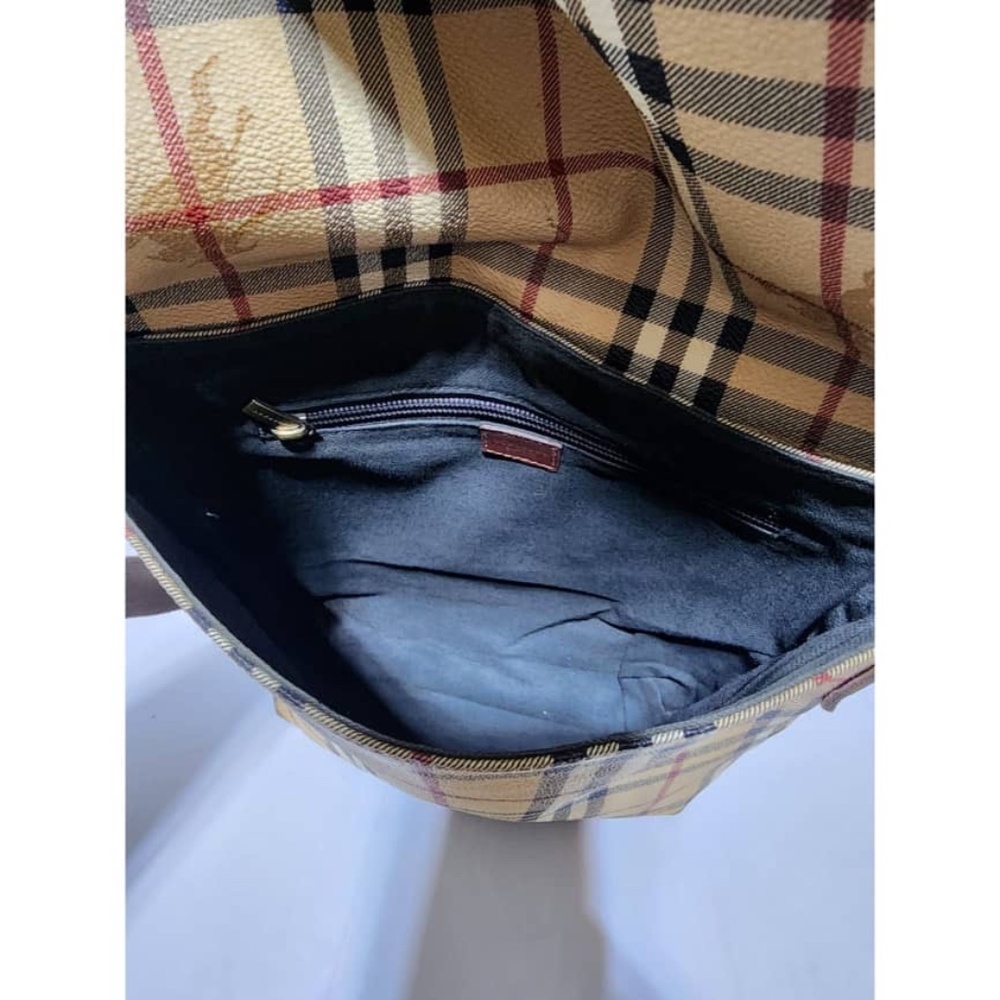 Authentic Burberry Haymarket Check Flap Crossbody Bag Brown/ Beige - Picture 7 of 16